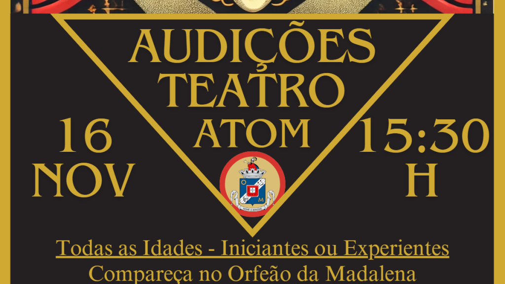 Cartaz das audições de teatro da ATOM